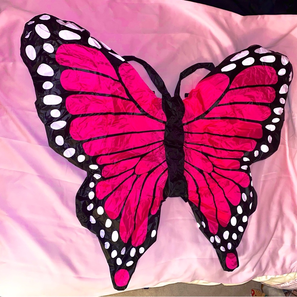 Butterfly Wings Costume w/ Batteries Pink Halloween Straps Easy Quick Inflatable - Picture 13 of 16